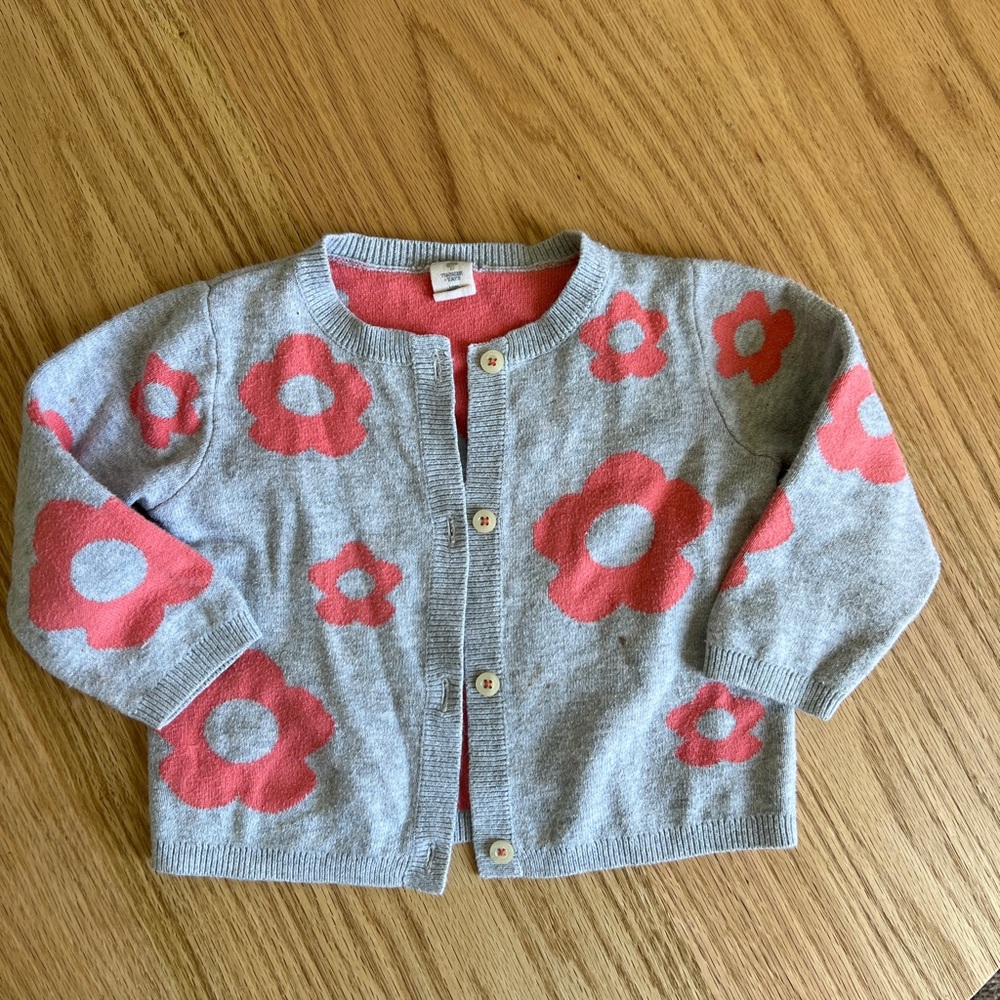Gymboree Gray and Pink Floral Sweater